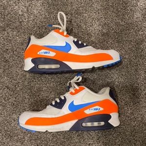 Nike AirMax 90, white photo blue total orange